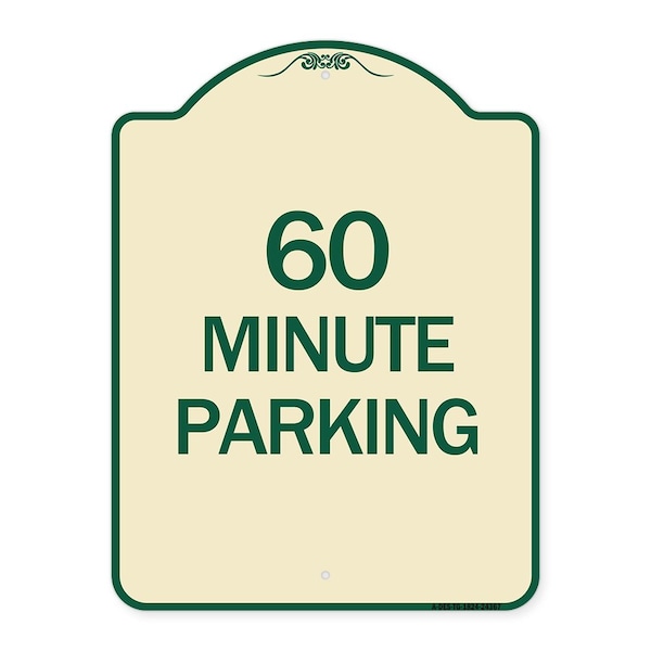 Signmission Designer Series 60 Minute Parking, Tan & Green Heavy-Gauge Aluminum Sign, 24" x 18", TG-1824-24367 A-DES-TG-1824-24367 - main